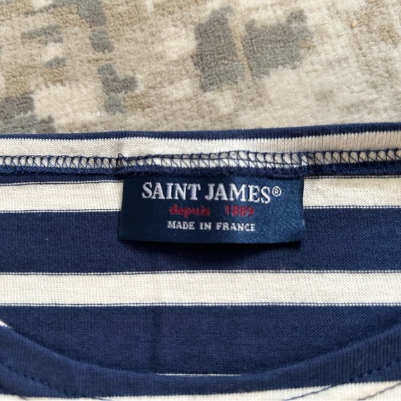 Saint James Classic Navy and White Striped Long Sleeve Tee - Picture 3 of 15